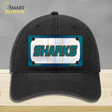 SHARKS Graphic Novelty License Plate Hat HAT-MLP-14679 Unconstructed Cotton Black