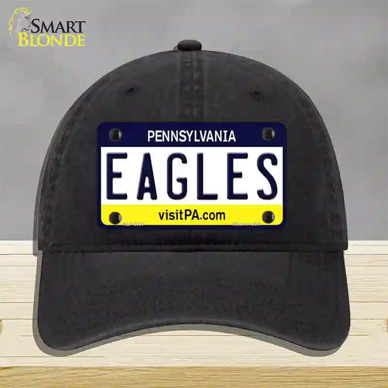 Eagles Pennsylvania State Novelty License Plate Hat Unconstructed Cotton / Black