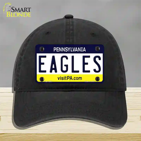 Eagles Pennsylvania State Novelty License Plate Hat Unconstructed Cotton / Black