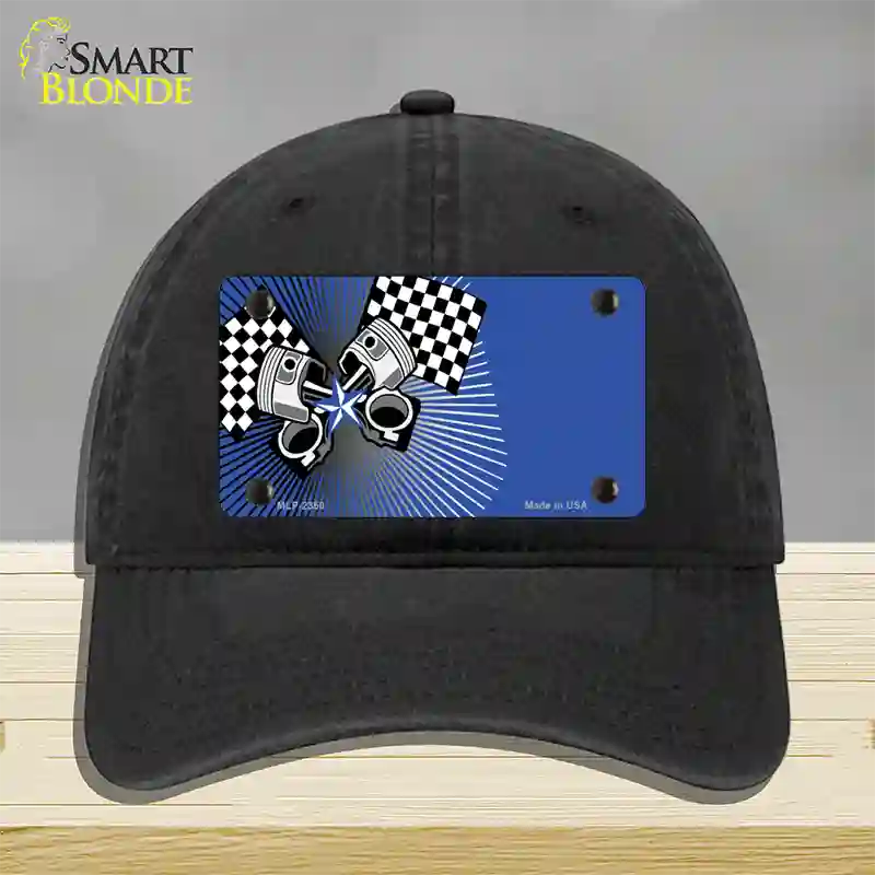 Racing Pistons Offset Novelty License Plate Hat Unconstructed Cotton / Black