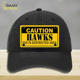 Caution Hawks Fan Novelty License Plate Hat Unconstructed Cotton / Black