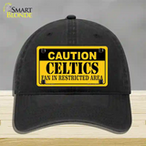 Caution Celtics Fan Novelty License Plate Hat Unconstructed Cotton / Black