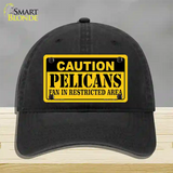 Caution Pelicans Fan Novelty License Plate Hat Unconstructed Cotton / Black