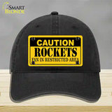 Caution Rockets Fan Novelty License Plate Hat Unconstructed Cotton / Black