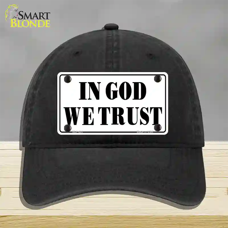 In God We Trust Novelty License Plate Hat Unconstructed Cotton / Black