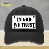 In God We Trust Novelty License Plate Hat Unconstructed Cotton / Black
