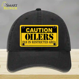 Caution Oilers Novelty License Plate Hat Unconstructed Cotton / Black
