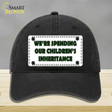 Spending Inheritance Novelty License Plate Hat Unconstructed Cotton / Black