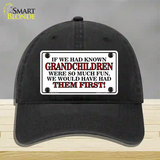 Grandchildren First Novelty License Plate Hat Unconstructed Cotton / Black