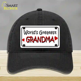 Worlds Greatest Grandma Novelty License Plate Hat Unconstructed Cotton / Black