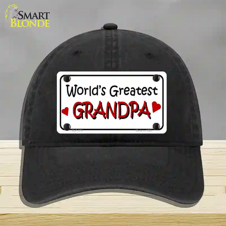 Worlds Greatest Grandpa Novelty License Plate Hat Unconstructed Cotton / Black