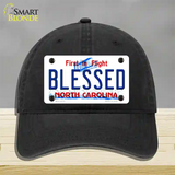Blessed North Carolina Novelty License Plate Hat Unconstructed Cotton / Black