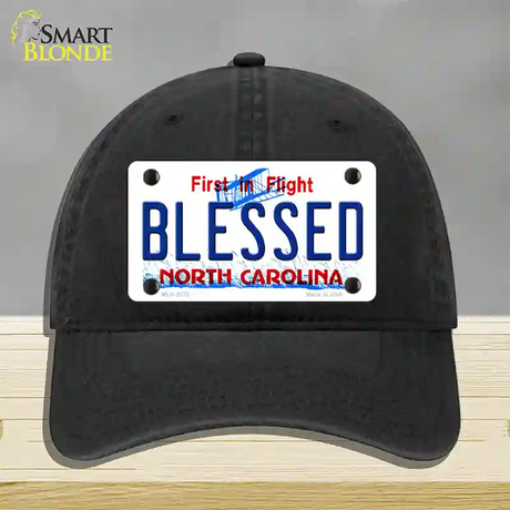 Blessed North Carolina Novelty License Plate Hat Unconstructed Cotton / Black