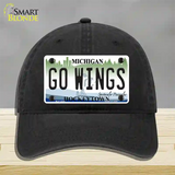 Go Wings Michigan State Novelty License Plate Hat Unconstructed Cotton / Black