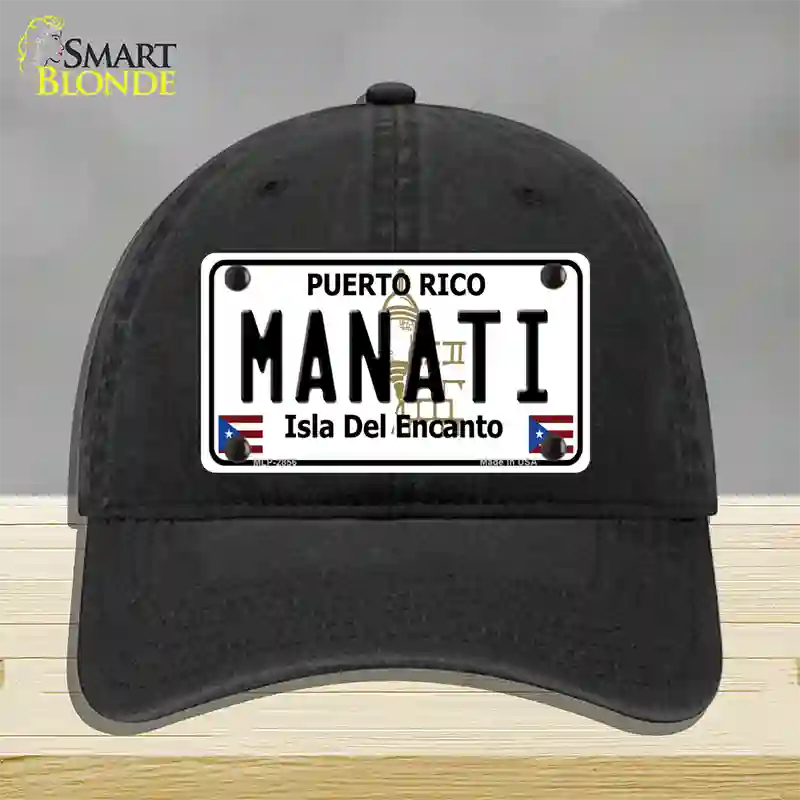 Manati Puerto Rico Novelty License Plate Hat Unconstructed Cotton / Black