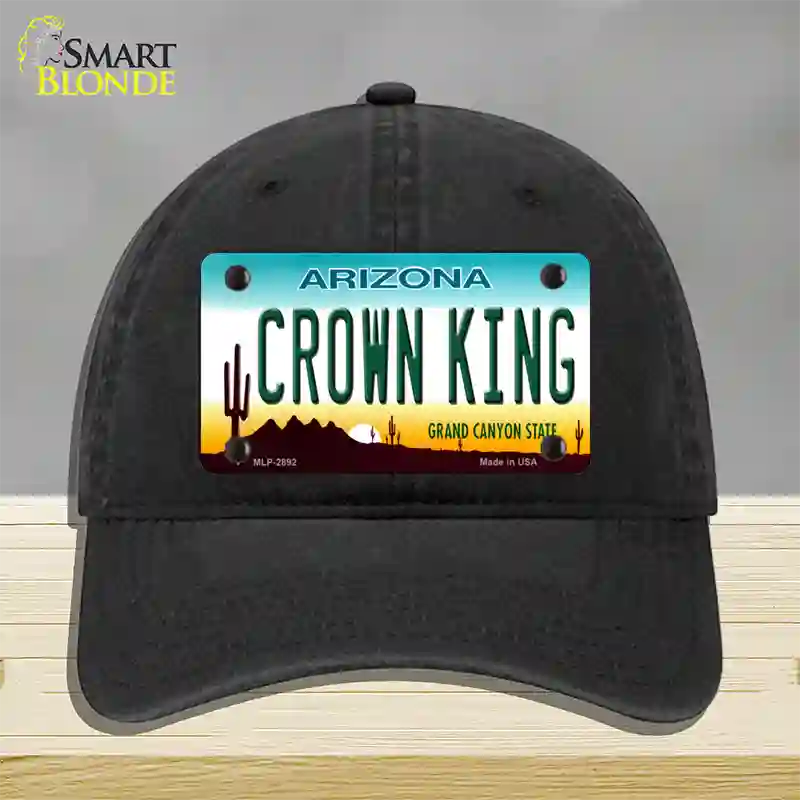 Crown King Novelty License Plate Hat Unconstructed Cotton / Black