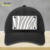 Grey White Zebra Novelty License Plate Hat Unconstructed Cotton / Black