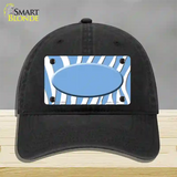 Light Blue White Zebra Light Blue Center Oval Novelty License Plate Hat Unconstructed Cotton / Black