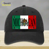 Michoacan Mexico Flag Novelty License Plate Hat Unconstructed Cotton / Black