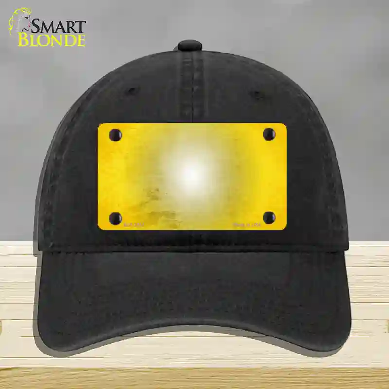 Yellow White Fade Scratched Novelty License Plate Hat Unconstructed Cotton / Black
