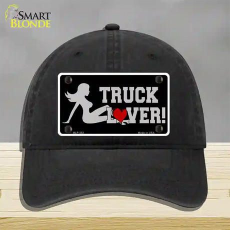 Truck Lover Girl Novelty License Plate Hat Unconstructed Cotton / Black