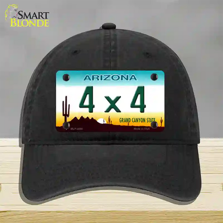 4X4 Arizona Novelty License Plate Hat Unconstructed Cotton / Black