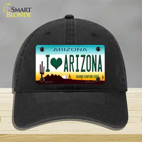 I Love Arizona Novelty License Plate Hat Unconstructed Cotton / Black