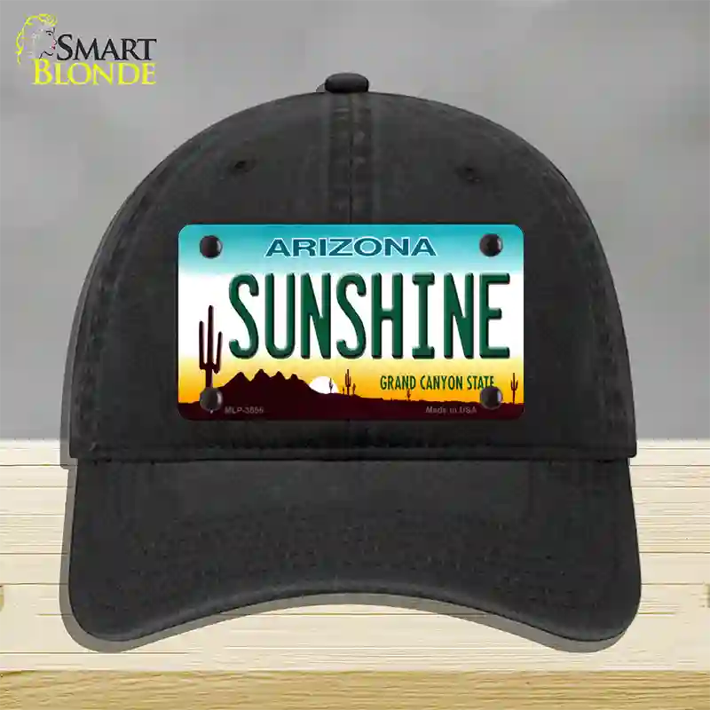 Sunshine Arizona Novelty License Plate Hat Unconstructed Cotton / Black