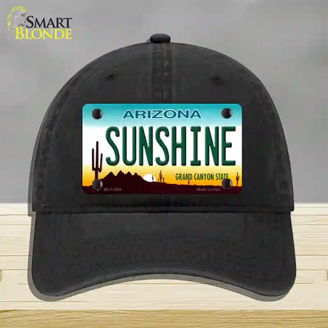 Sunshine Arizona Novelty License Plate Hat Unconstructed Cotton / Black