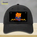 Arizona Flag Filled State Outline Novelty License Plate Hat Unconstructed Cotton / Black