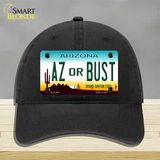 Arizona Az Or Bust Novelty License Plate Hat Unconstructed Cotton / Black