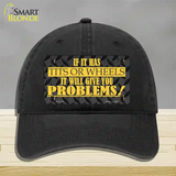 Tits Or Wheels Novelty License Plate Hat Unconstructed Cotton / Black