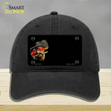 Pirate with Knife Offset Novelty License Plate Hat Unconstructed Cotton / Black