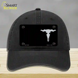 Cattle Skull Offset Novelty License Plate Hat Unconstructed Cotton / Black
