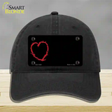 Heart Offset Novelty License Plate Hat Unconstructed Cotton / Black