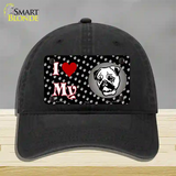 I Love My Pug Novelty License Plate Hat Unconstructed Cotton / Black