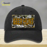 Beer Hunt Novelty License Plate Hat Unconstructed Cotton / Black