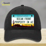 Ocean Front Property Novelty License Plate Hat Unconstructed Cotton / Black
