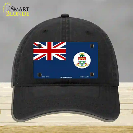 Cayman Islands Flag Novelty License Plate Hat Unconstructed Cotton / Black