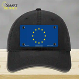 European Union Flag Novelty License Plate Hat Unconstructed Cotton / Black