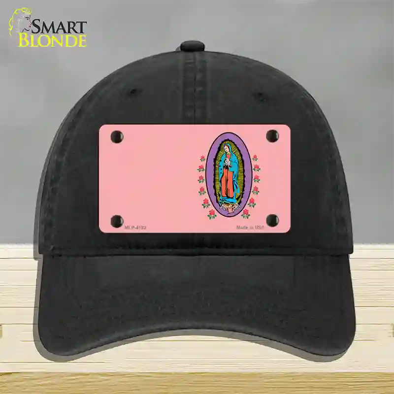 Virgin Mary Pink Novelty License Plate Hat Unconstructed Cotton / Black