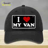 I Love My Van Black Novelty License Plate Hat Unconstructed Cotton / Black