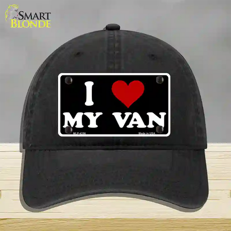 I Love My Van Black Novelty License Plate Hat Unconstructed Cotton / Black