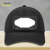 Black White Quatrefoil Center Scallop Novelty License Plate Hat Unconstructed Cotton / Black
