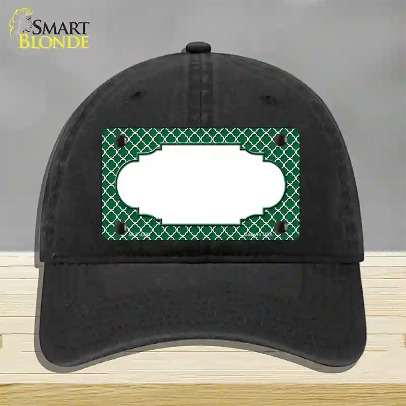 Green White Quatrefoil Center Scallop Novelty License Plate Hat Unconstructed Cotton / Black