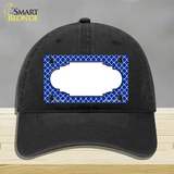 Blue White Quatrefoil Center Scallop Novelty License Plate Hat Unconstructed Cotton / Black