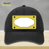 Yellow White Quatrefoil Center Scallop Novelty License Plate Hat Unconstructed Cotton / Black