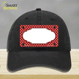 Red White Quatrefoil Center Scallop Novelty License Plate Hat Unconstructed Cotton / Black