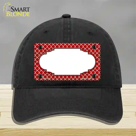 Red White Quatrefoil Center Scallop Novelty License Plate Hat Unconstructed Cotton / Black