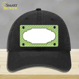 Lime Green White Quatrefoil Center Scallop Novelty License Plate Hat Unconstructed Cotton / Black